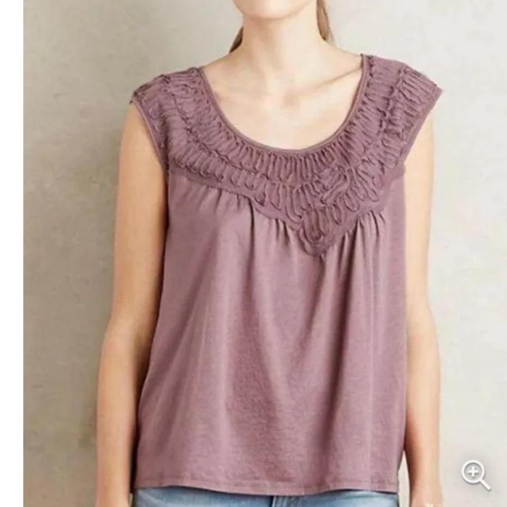 Anthropologie Meadow Rue Rosette Appliqué Sleeveless Top Tank